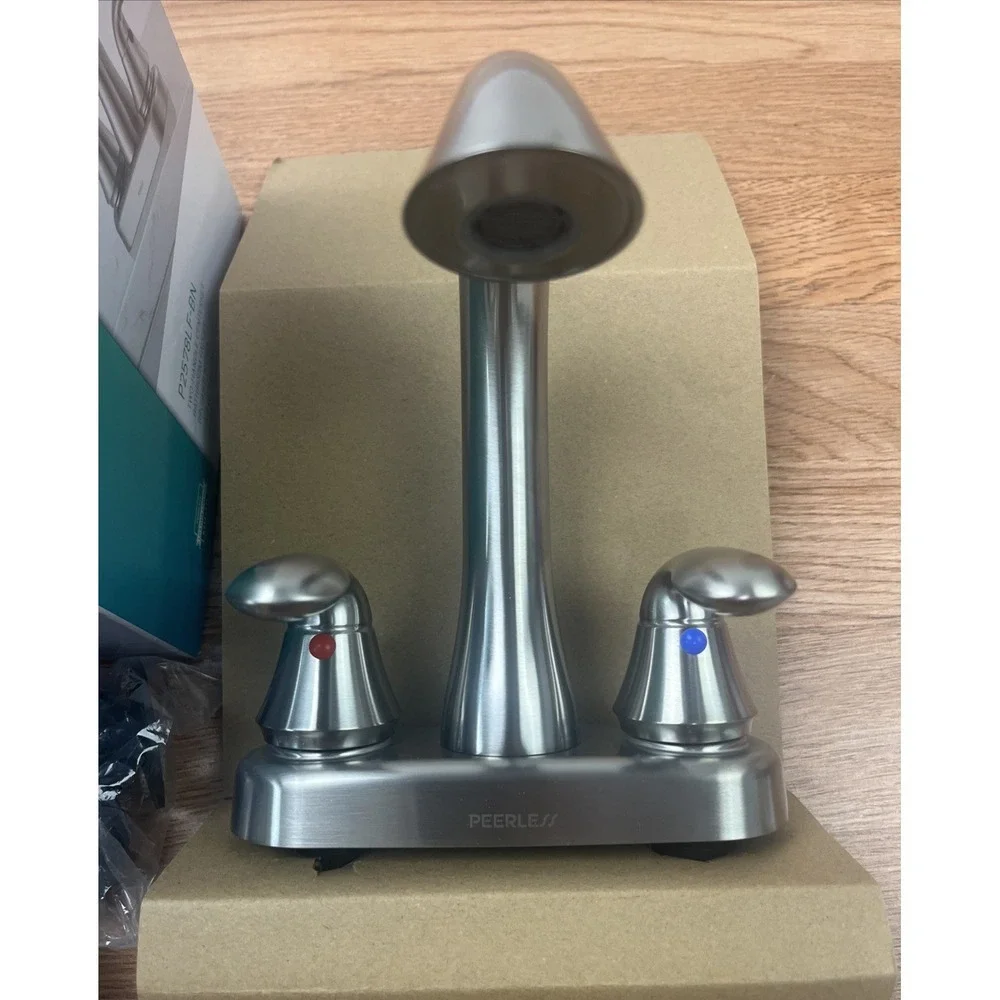 Peerless Two Handle Centerset Bathroom Faucet Brushed Nickel P2578LF-BN, NEW
